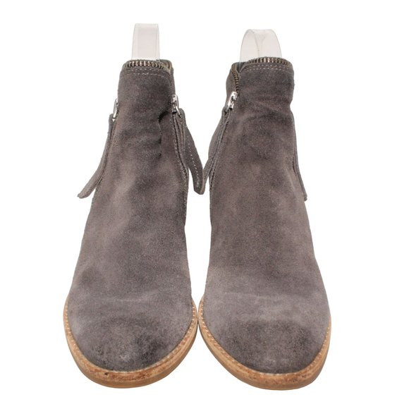 Dolce Vita Grey Leather Suede Womens Sz 7 Booties Ankle Boots Zipper Tassel - Picture 4 of 11